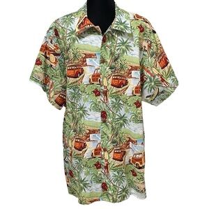 Cotton Scrubs & Co Hawaiian Shirt Surf Woody Tropical Print Size Large